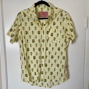 Brooklyn Cloth | Yellow Cactus Print Casual Button Down Shirt | M